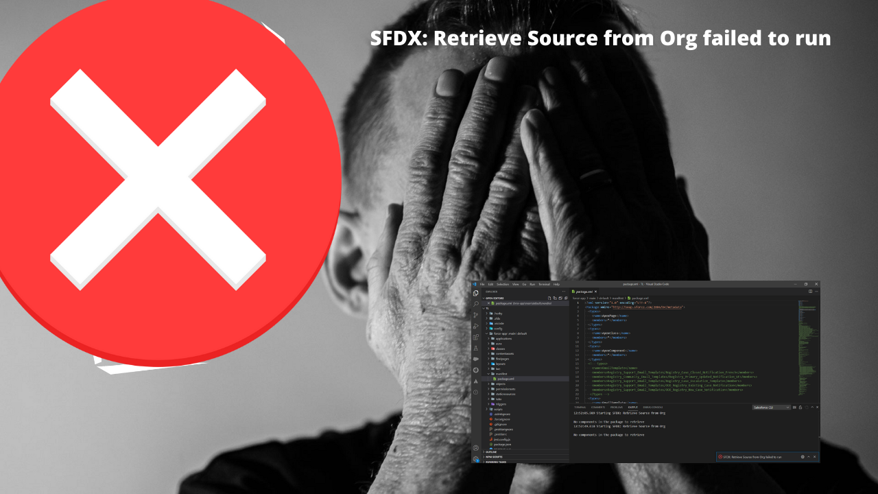 SFDX Retrieve Source from Org failed to run
